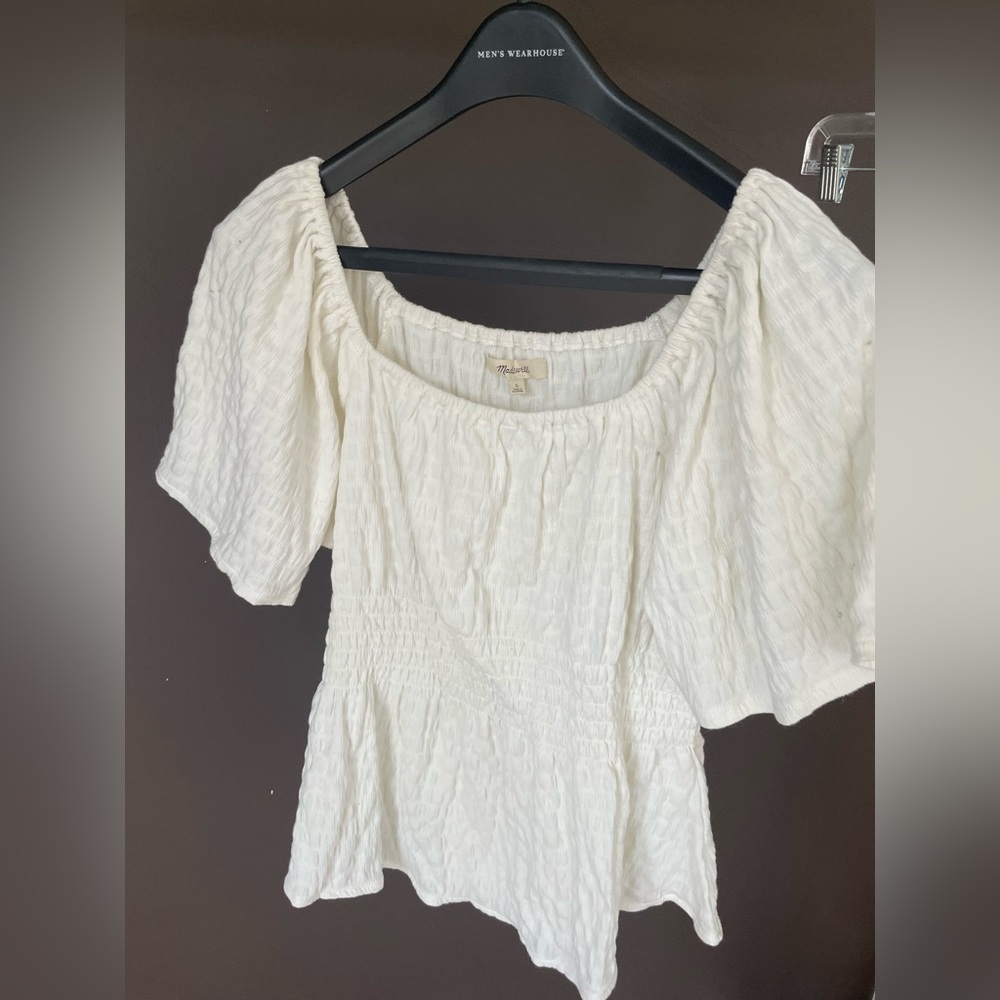 NWT - Madewell cream peasant top - size L